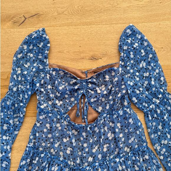 Majorelle - Ailish Ditsy Floral Mini Dress in Blue & White - Picture 2 of 5